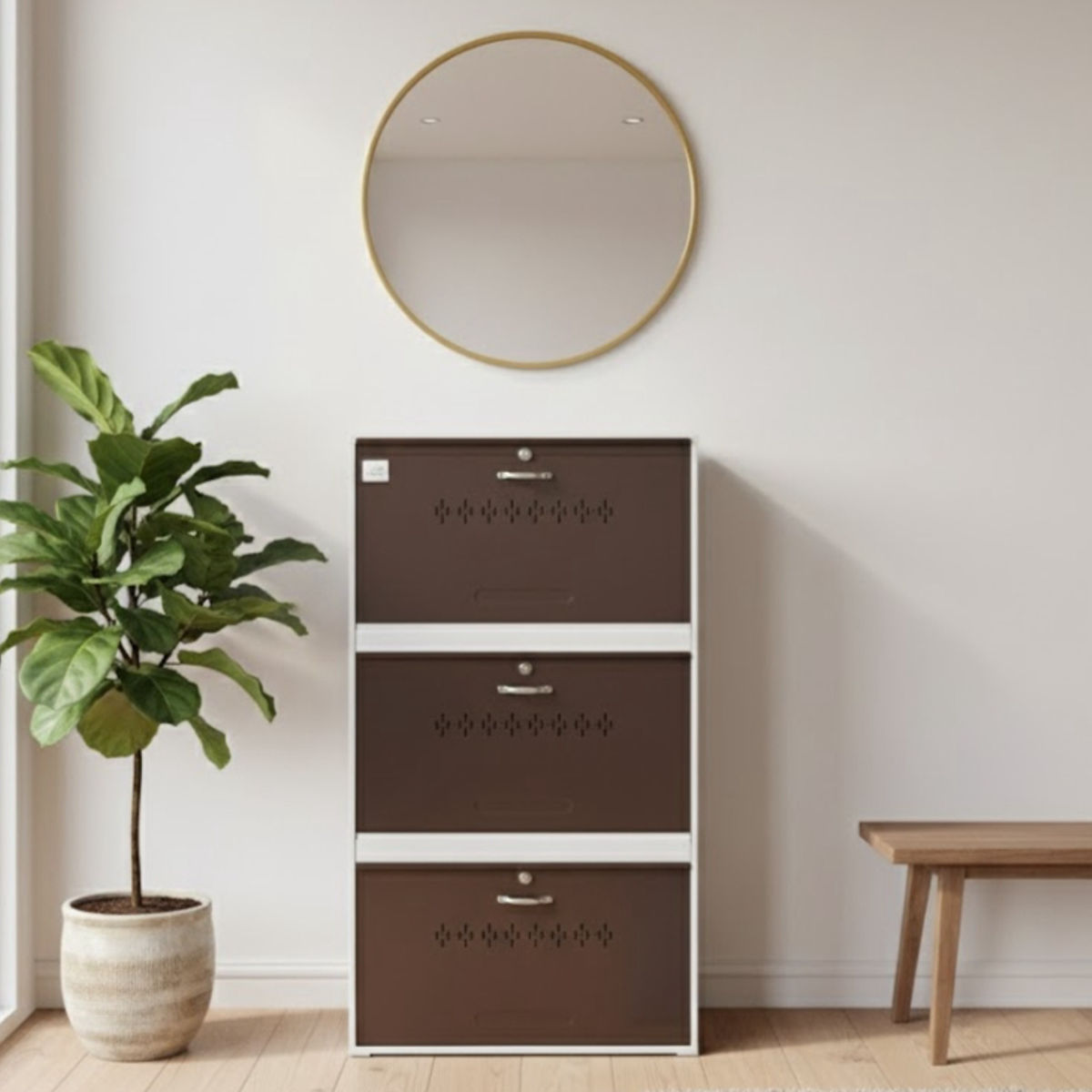 Urban Dom Double Decker 3 Shelf - Ivory Brown(2)