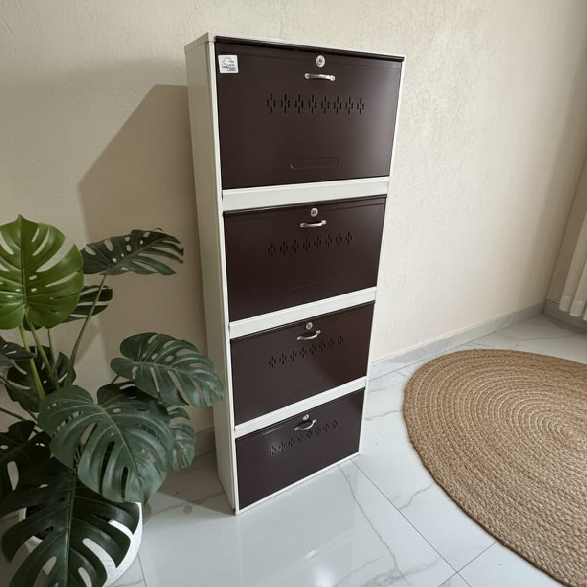 Urban Dom Double Decker 4 Shelf - Ivory Brown(1)